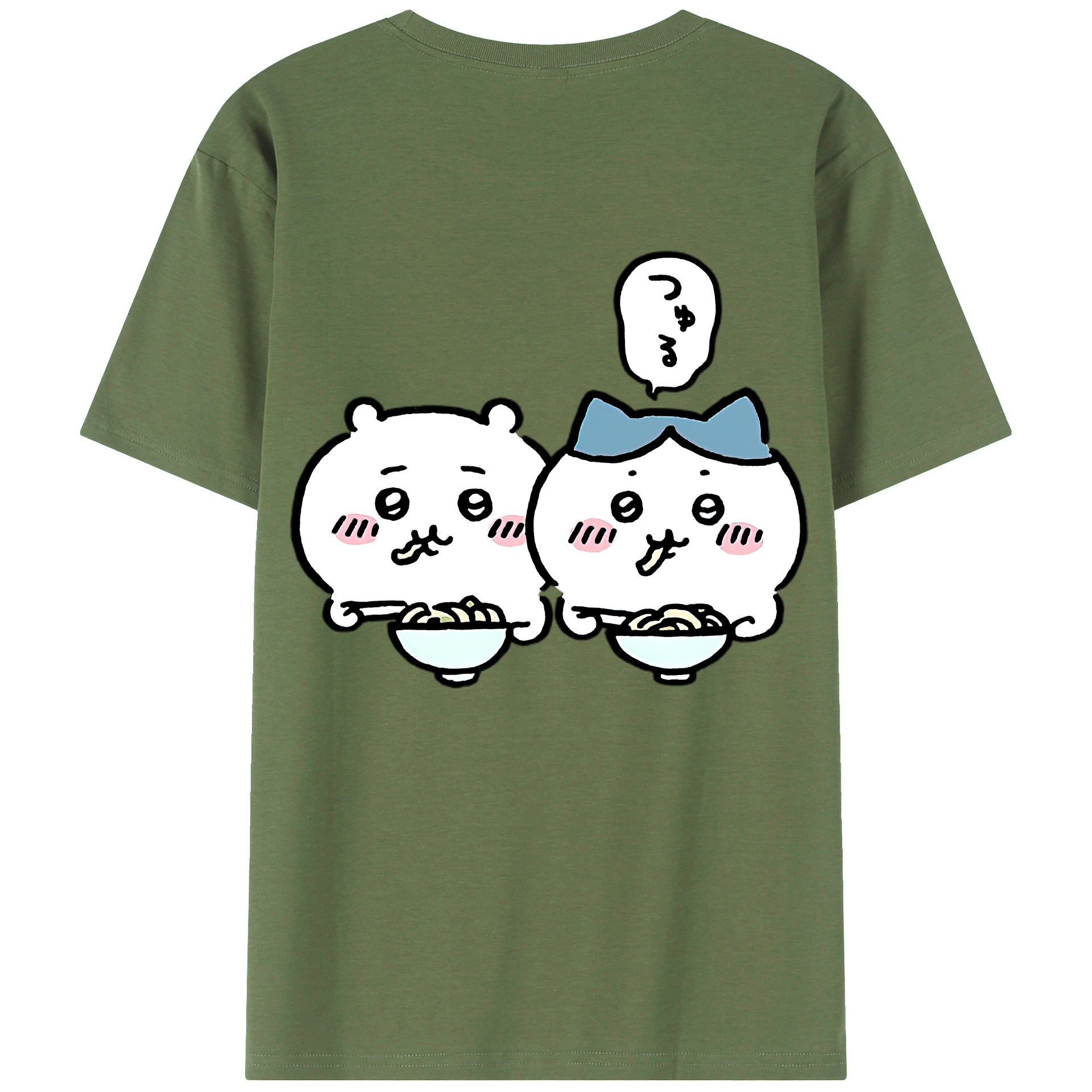 （画像用） ちいかわ ハチワレ Chii-kawa hachiware 綿100％ メンズ半袖Tシャツ（バックプリント） 通気性